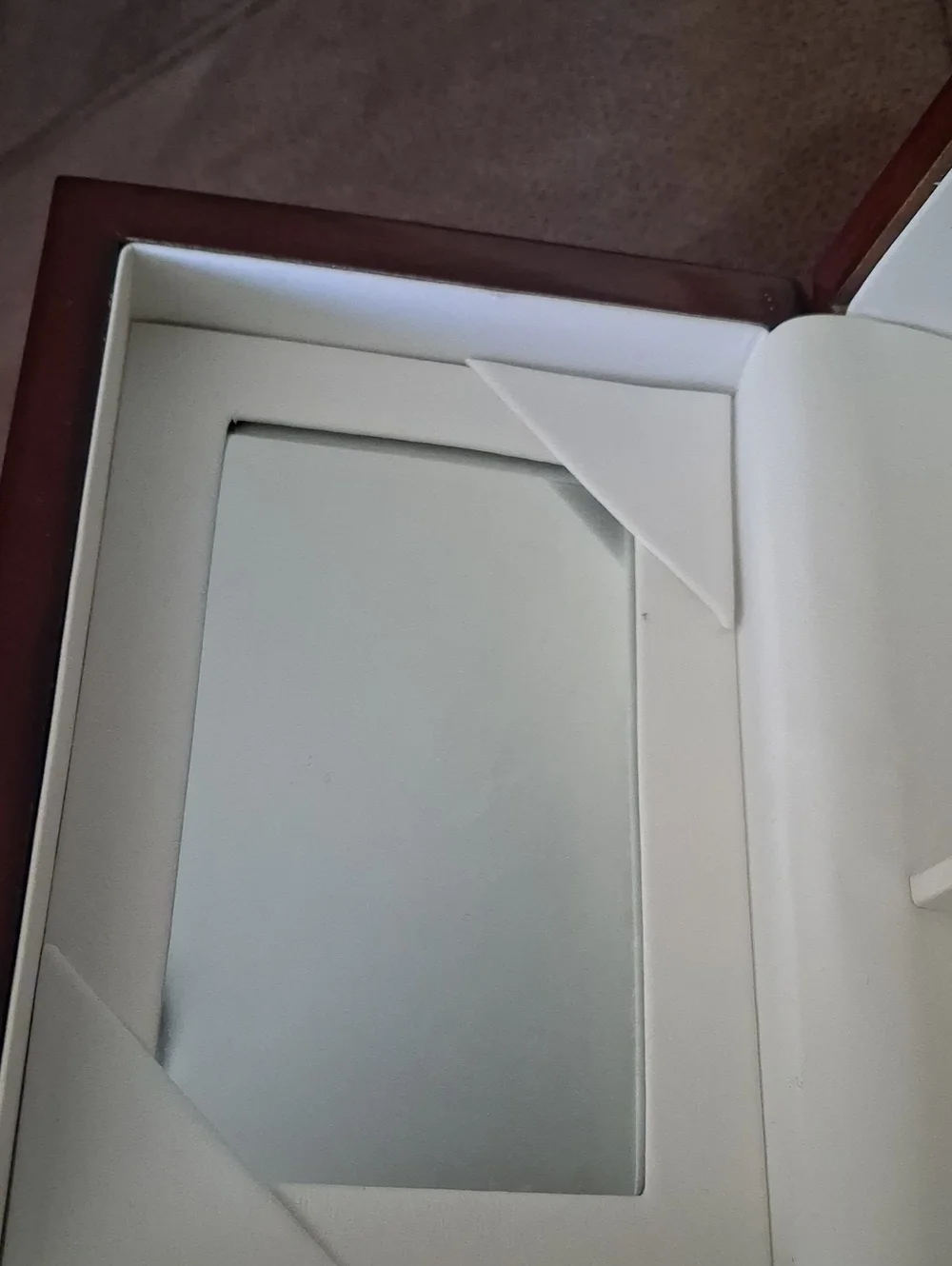 Wood Look Jewelry Box Cherry Finish with White Interior